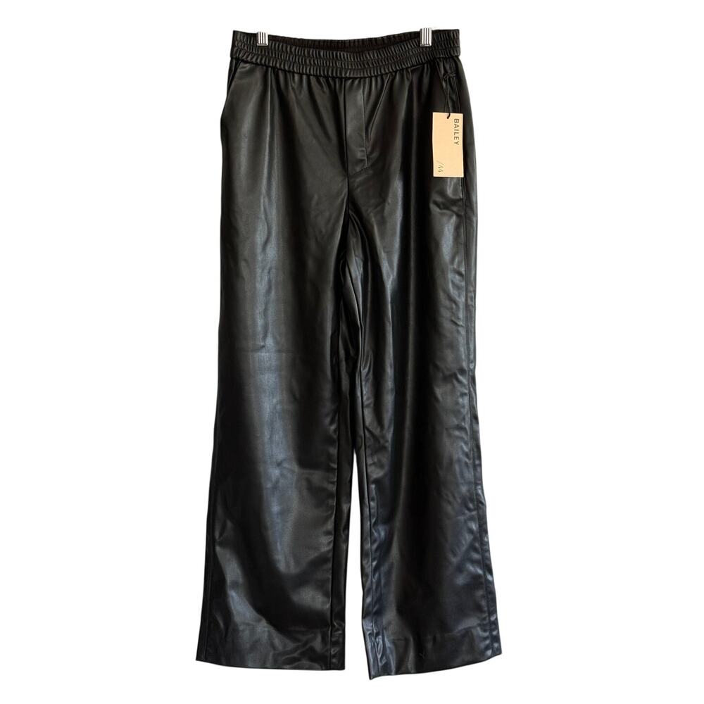 Bailey 44 Imogen Faux Leather Wide Leg Pants Black NWT Made USA Women's Small